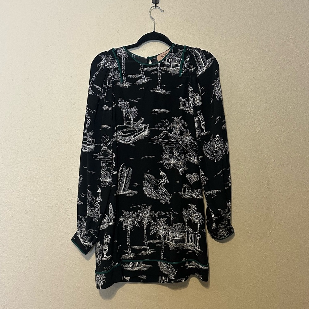 No. 21 aloha Tropical Beach Print Mini Dress Size Medium